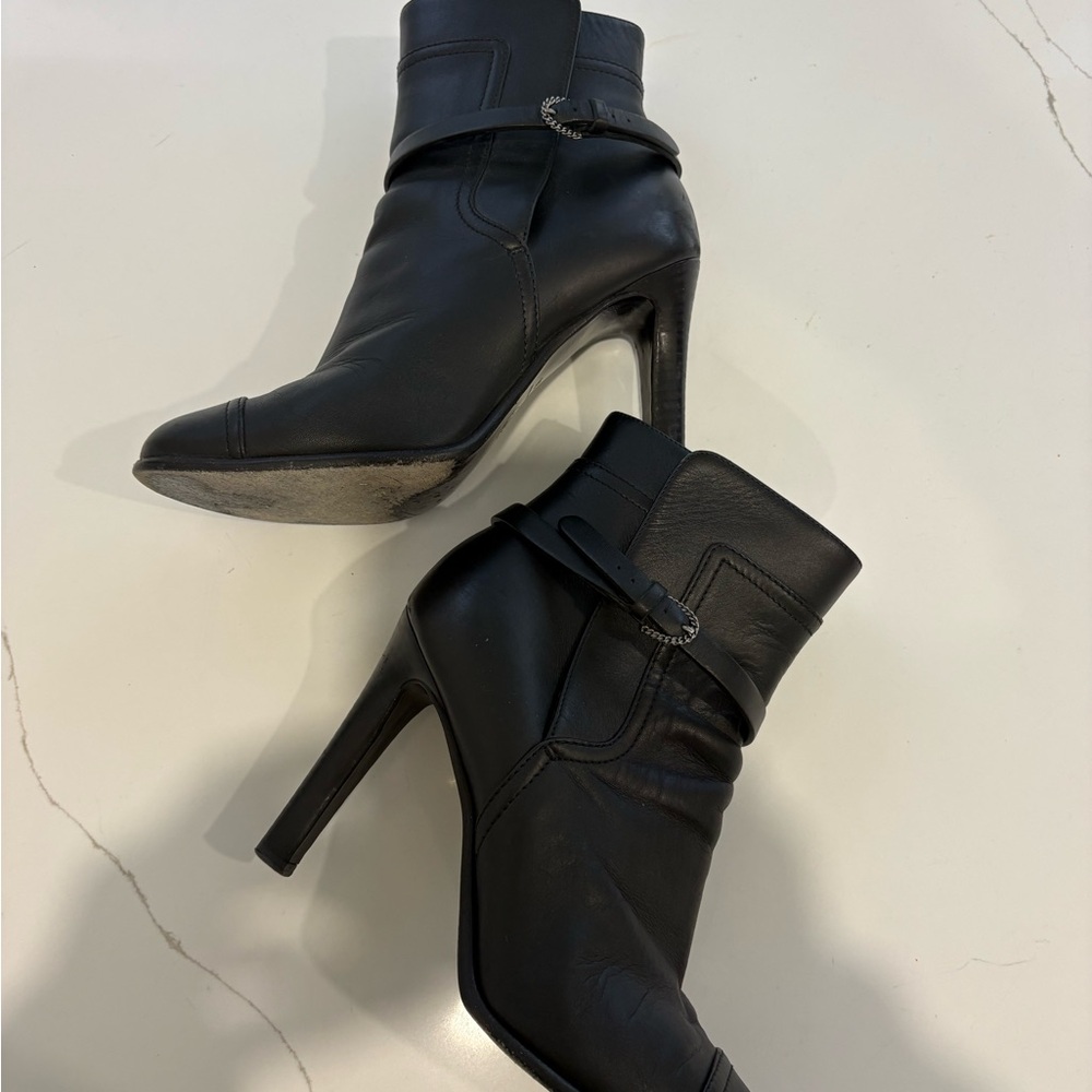 CHANEL Black Leather Ankle Heeled Boots - Picture 5 of 13